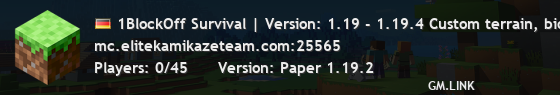 1BlockOff Survival | Version: 1.19 - 1.19.4 Custom terrain, biomes, ranks, slimefun, & more