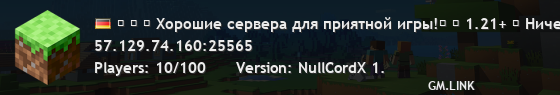 ⚝ ⚝ ✔ Хорошие сервера для приятной игры!⎰ ► 1.21+ ◄ Ничего лишнего ⎰ ❤ Выживание ▪ Land Vay