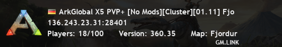 ArkGlobal X5 PVP+ [No Mods][Cluster][01.11] Fjo