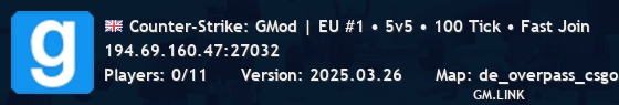 Counter-Strike: GMod | EU #1 • 5v5 • 100 Tick • Fast Join