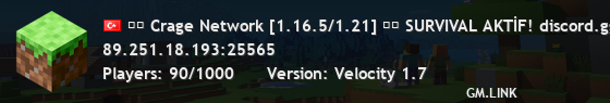 ▬▬ Crage Network [1.16.5/1.21] ▬▬ SURVIVAL AKTİF! discord.gg/crage