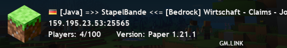 [Java] =>> StapelBande <<= [Bedrock] Wirtschaft - Claims - Jobs - Skills - Pets