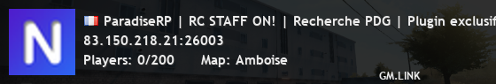 ParadiseRP | RC STAFF ON! | Recherche PDG | Plugin exclusif | S