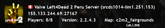 Valve Left4Dead 2 Peru Server (srcds1014-lim1.251.153)