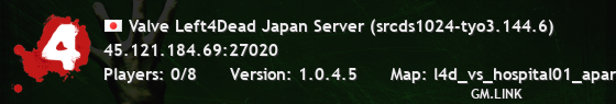 Valve Left4Dead Japan Server (srcds1024-tyo3.144.6)