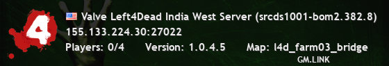 Valve Left4Dead India West Server (srcds1001-bom2.382.8)
