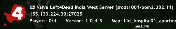 Valve Left4Dead India West Server (srcds1001-bom2.382.11)