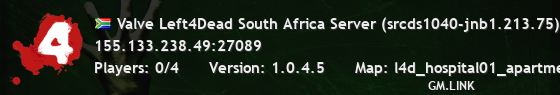 Valve Left4Dead South Africa Server (srcds1040-jnb1.213.75)