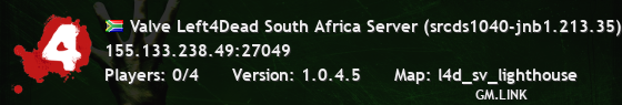 Valve Left4Dead South Africa Server (srcds1040-jnb1.213.35)