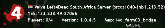 Valve Left4Dead South Africa Server (srcds1040-jnb1.213.52)