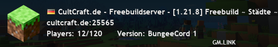 CultCraft.de - Freebuildserver - [1.21.8] Freebuild ~ Städte ~ PvP ~ Creative ~ Events
