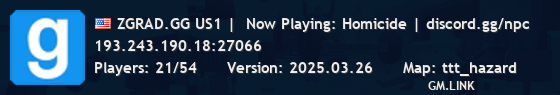 ZGRAD.GG US1 |  Now Playing: Homicide | discord.gg/npc