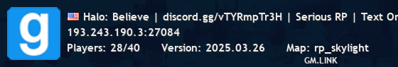 Halo: Believe | discord.gg/vTYRmpTr3H | Serious RP | Text Only