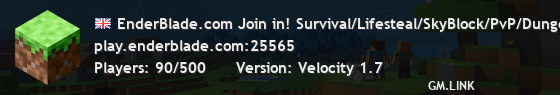 EnderBlade.com Join in! Survival/Lifesteal/SkyBlock/PvP/Dungeons[1.19 - 1.21.X]