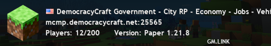 DemocracyCraft Government - City RP - Economy - Jobs - Vehicles