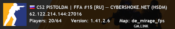 CS2 PISTOLDM | FFA #15 [RU] — CYBERSHOKE.NET (HSDM)