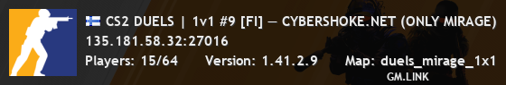 CS2 DUELS | 1v1 #9 [FI] — CYBERSHOKE.NET (ONLY MIRAGE)