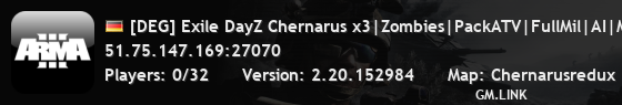[DEG] Exile DayZ Chernarus x3|Zombies|PackATV|FullMil|AI|Missio