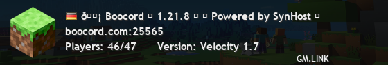 🗡 Boocord ▶ 1.21.8 ⛏ ⚡ Powered by SynHost ⚡