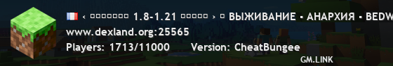 ‹ ＤＥＸＬＡＮＤ 1.8-1.21 ✯✯✯✯✯ › ⚠ ВЫЖИВАНИЕ ▪ АНАРХИЯ ▪ BEDWARS ▪ KITPVP ⚠