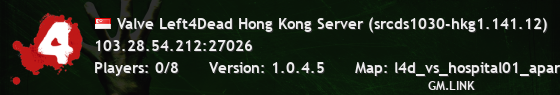 Valve Left4Dead Hong Kong Server (srcds1030-hkg1.141.12)