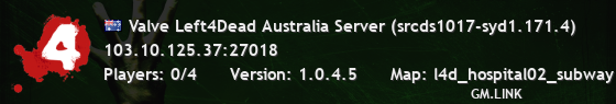 Valve Left4Dead Australia Server (srcds1017-syd1.171.4)