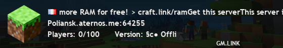 more RAM for free! > craft.link/ramGet this serverThis server is offline.