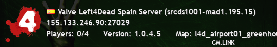 Valve Left4Dead Spain Server (srcds1001-mad1.195.15)
