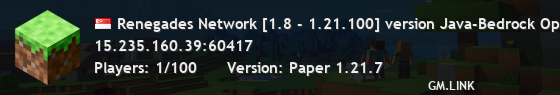 Renegades Network [1.8 - 1.21.100] version Java-Bedrock Op Faction • Survival • Creative!