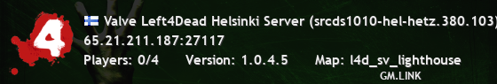 Valve Left4Dead Helsinki Server (srcds1010-hel-hetz.380.103)