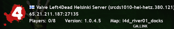 Valve Left4Dead Helsinki Server (srcds1010-hel-hetz.380.121)