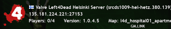 Valve Left4Dead Helsinki Server (srcds1009-hel-hetz.380.139)