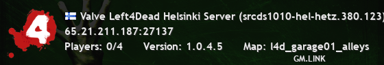 Valve Left4Dead Helsinki Server (srcds1010-hel-hetz.380.123)