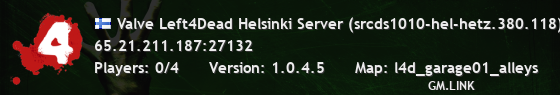 Valve Left4Dead Helsinki Server (srcds1010-hel-hetz.380.118)