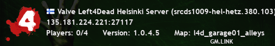 Valve Left4Dead Helsinki Server (srcds1009-hel-hetz.380.103)