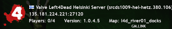 Valve Left4Dead Helsinki Server (srcds1009-hel-hetz.380.106)