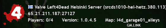 Valve Left4Dead Helsinki Server (srcds1010-hel-hetz.380.113)