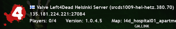 Valve Left4Dead Helsinki Server (srcds1009-hel-hetz.380.70)