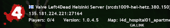 Valve Left4Dead Helsinki Server (srcds1009-hel-hetz.380.150)