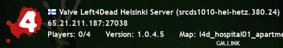 Valve Left4Dead Helsinki Server (srcds1010-hel-hetz.380.24)