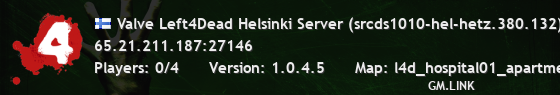 Valve Left4Dead Helsinki Server (srcds1010-hel-hetz.380.132)