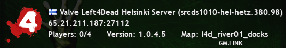 Valve Left4Dead Helsinki Server (srcds1010-hel-hetz.380.98)