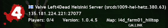 Valve Left4Dead Helsinki Server (srcds1009-hel-hetz.380.63)