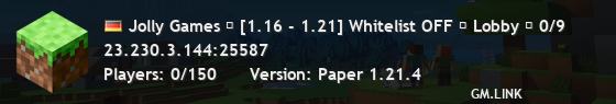 Jolly Games ╏ [1.16 - 1.21] Whitelist ON ╏ Lobby ╏ 5/7